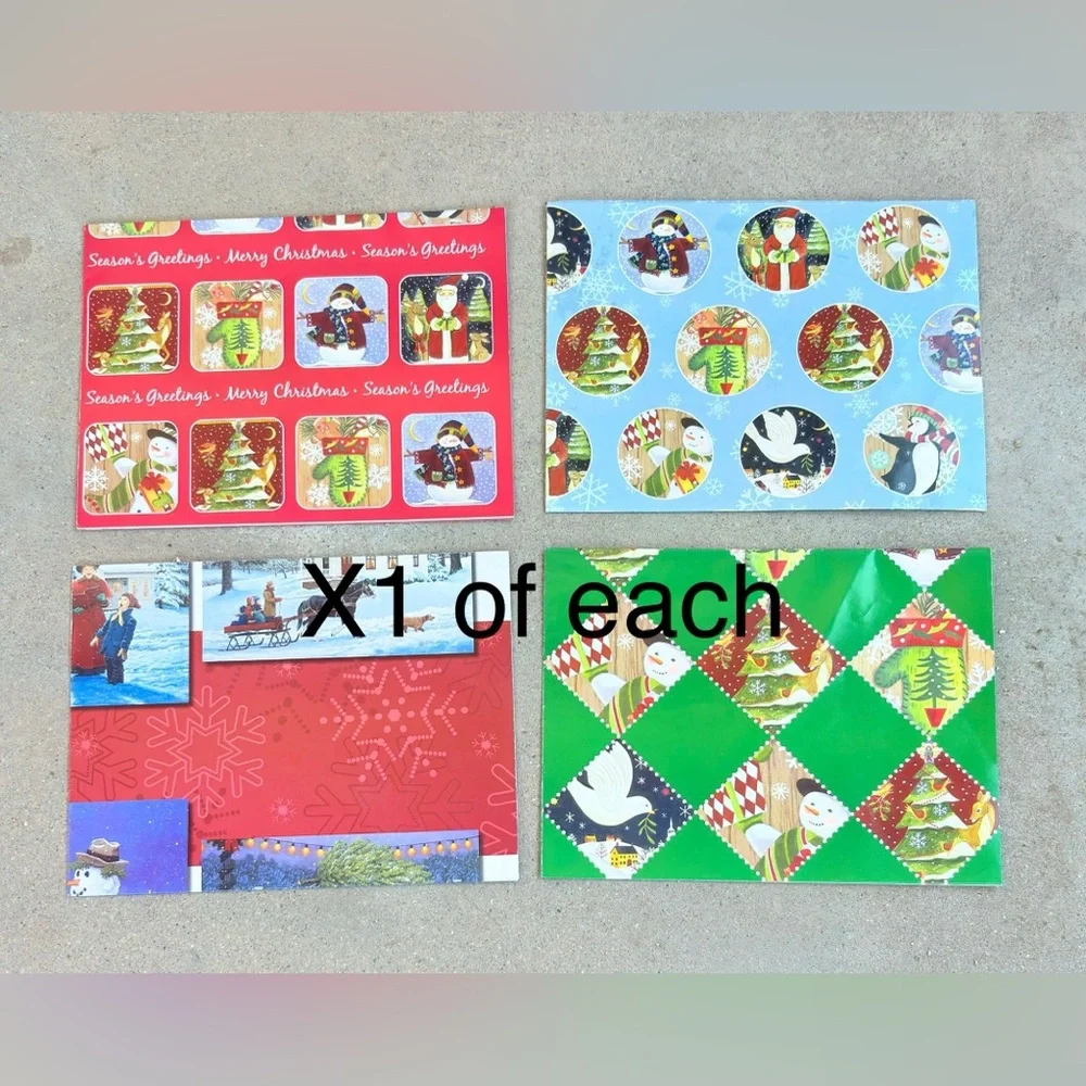 Vintage Mixed Lot Of 29 Christmas Wrapping Paper Sheets 80’s 90’s With Freebies